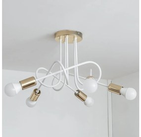 Plafoniera OXFORD 5xE27/15W/230V oro/bianco