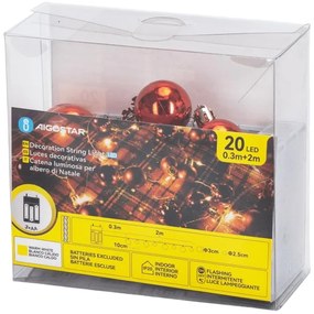 Aigostar - Catena luminosa natalizia a LED 20xLED/3xAA 2m bianco caldo