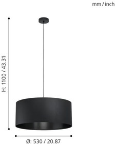 Eglo 99043 - Lampadario a sospensione con filo MASERLO 1xE27/40W/230V
