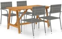 Set Mobili da Pranzo per Giardino 5 pz Grigio 3068778