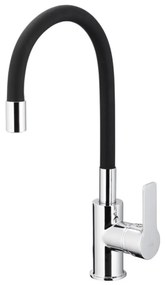KFA Armatura 6553-915-00-Rubinetto per lavello con braccio flessible RUMBA 40,5cm nero/cromo lucido