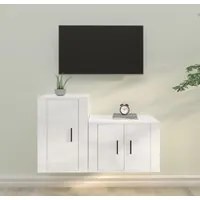 Set di Mobili Porta TV 2 pz Bianco in Legno Multistratocod mxl 100754