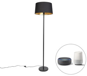 Lampada da terra intelligente nera con paralume nero 45 cm incl. WiFi A60 - Simplo