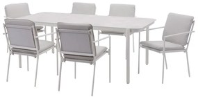 Set tavolo e sedie Sigma NATERIAL in acciaio bianco per 6 persone