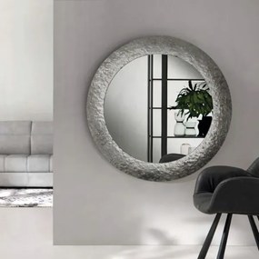 Specchio tondo con cornice in vetro temperato effetto martellato D120 cm NIDRA Fumč