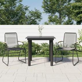 Set Da Pranzo Da Giardino 3 Pz Nero İn Rattan Pvc /