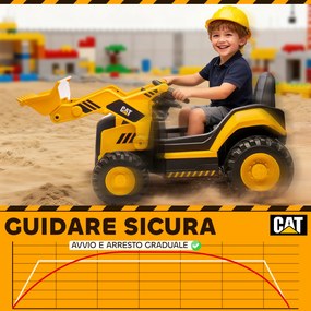 Ruspa Elettrica per Bambini 3-6 Anni Marchio Ufficiale Caterpillar 12V con Telecomando Giallo...