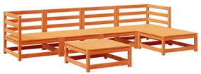 Set divani da giardino 6 pz marrone cera legno massello pino