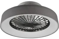 Faresund - Ventilatore e plafoniera LED 47 cm con bordo in tessuto grigio, telecomando, dimmer, timer, luce notturna ed effetto stelle. 3000-6500K / 3300Lm /26W