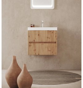 Mobile sottolavabo e lavabo Portofino per vasca centrale rovere oro in mdf L 60 x H 51 x P 40 cm 2 cassetti