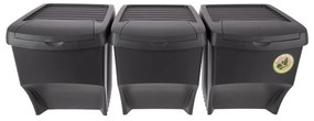 Set di cestini per la spazzatura neri in plastica per raccolta differenziata 3 pz 3x22 l – Orion