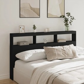 Testiera Con Contenitore A Led Nera 180x17x102 Cm /