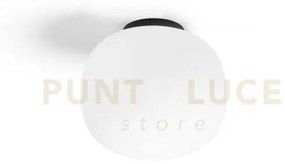 Bombo plafoniera soffitto piccola d.19cm  struttura nera vetro bian...