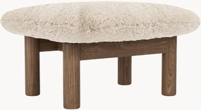 Poggiapiedi in legno di noce con rivestimento in pelle di pecora Brasilia