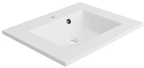 Lavabo a incasso rettangolare vasca centrale Neo L 61 x H 11.2 x P 48.5 cm in composito minerale di resina gelificata bianco lucido