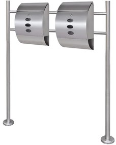 Casetta Della Posta Doppia Con Supporto İn Acciaio Inox /