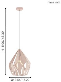 EGLO 49024 - Lampadario a sospensione con filo CARLTON-P 1xE27/60W/230V