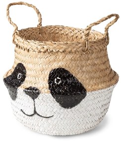 Cesto portagiochi da bambini in seagrass bianco e naturale ø 25x24 cm Panda - Compactor