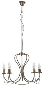 ONLI - Lampadario a sospensione con catena CANDELA 5xE14/6W/230V bronzo