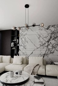 Lampadario a Sospensione in Acciaio e Vetro ROSSI 6 Nero 6xE14