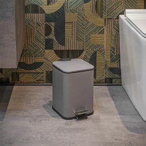 Pattumiera bagno 3lt in acciaio grigio con apertura a pedale e cesto estraibile