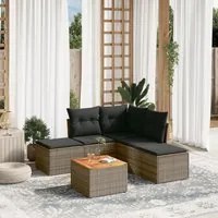 Set Divano da Giardino 6 pz con Cuscini Grigio in Polyrattancod mxl 116886