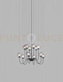 Puppet sospensione 12p fume' trasparente nero opaco 12 luci attacco...