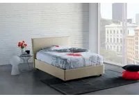 Letto piazza e mezza Ashasa, Letto contenitore con rivestimento in tessuto, Made in Italy, Apertura frontale, adatto per materasso cm 120x190, Beige