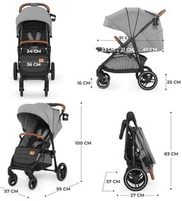 KINDERKRAFT - Passeggino GRANDE PLUS grigio