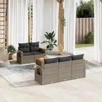 Set Divano da Giardino 6 pz con Cuscini Grigio in Polyrattan 3224450