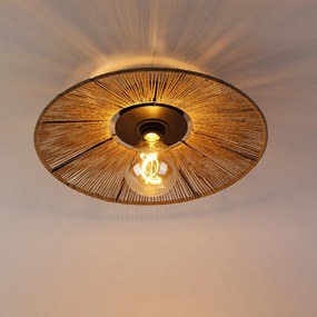 Plafoniera rustica nera con corda - Sacha