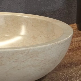 Lavabo bagno da appoggio in marmo crema 40cm | Litos-EC40 - KAMALU