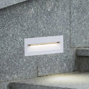 Lucande Applique a LED da incasso Loya, 23 x 8 cm, bianco, IP54 Loya, Bianco / Opale, Alluminio, Moderno, Applique da esterni
