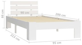 Giroletto Bianco in Legno Massello di Pino 90x200 cm