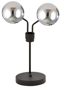 Lampada Da Tavolo Moderna Orione Acciaio Nero Grigio 2 Luci E14 Ip20