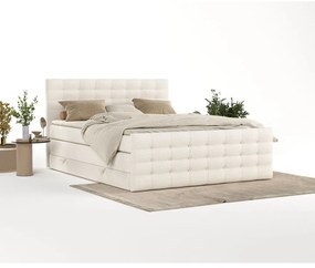 Letto boxspring crema con spazio contenitivo 200x200 cm Blend - Maison de Rêve