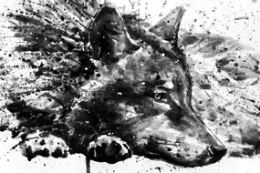 Quadro su tela – Lupo in acquerello in bianco e nero