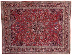 Kashan Tappeto 320x410 Blu (Iran) Annodato A Mano