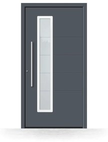 Portoncini in alluminio, grigio antracite RAL 7016, 700 x 1950 mm, isolamento termico, Schüco, modello Siracusa, configura individualmente