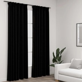 Tende Oscuranti Con Ganci Effetto Lino 2 Pz Nere 140x245 Cm /