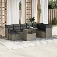 Set Divano da Giardino 9pz con Cuscini Grigio Chiaro Polyrattan 3274712