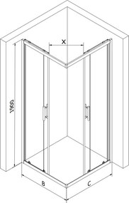 Mexen Rio cabina doccia quadrata 80 x 80 cm, trasparente, oro - 860-080-080-50-00