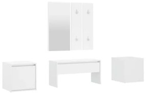 Set di Mobili da Corridoio Bianco Lucido in Legno Multistrato