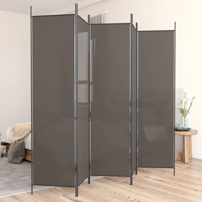 Divisorio A 5 Pannelli Antracite 250x200 Cm Tessuto /