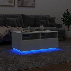 Tavolino da soggiorno con luci led bianco 90x49x40 cm