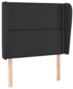 Testiera ad orecchio nera 93x23x118/128 cm in similpelle