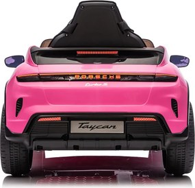Macchina Elettrica per Bambini Porsche Taycan Turbo S 12V con Telecomando Bluetooth Luci LED e Tappetini Rosa...