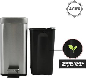 Cestino per la spazzatura color argento opaco in acciaio con pedale 5 l Erik – Spirella