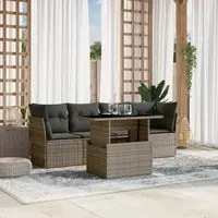 Set Divano da Giardino 5 pz con Cuscini Grigio in Polyrattan 3266350