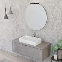 Composizione bagno sospesa Nyumba a 1 cassetto con lavabo, specchio e lampada LED 110x40 cm grigio caldo